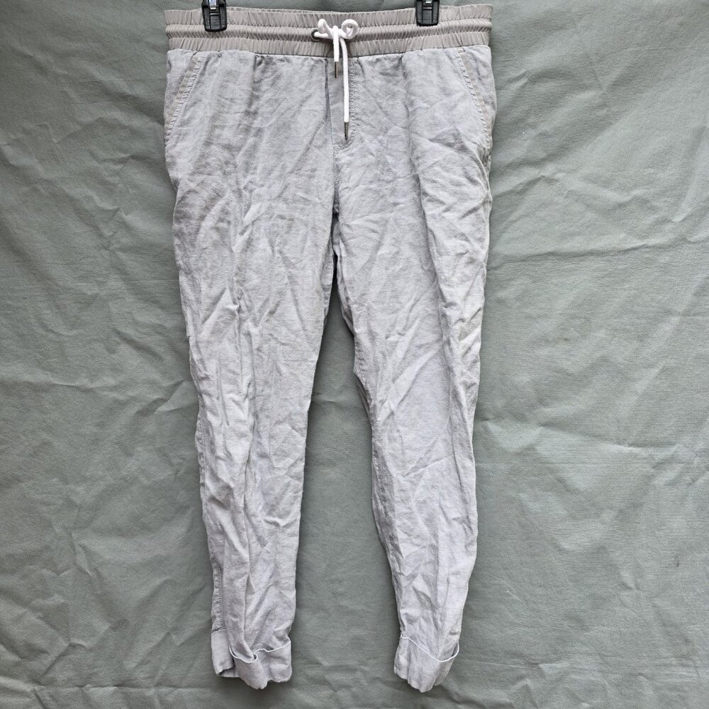 Athleta Bali Linen‎ Ankle Pants Silver Gray Size 12 175799-04 Lightweight Casual